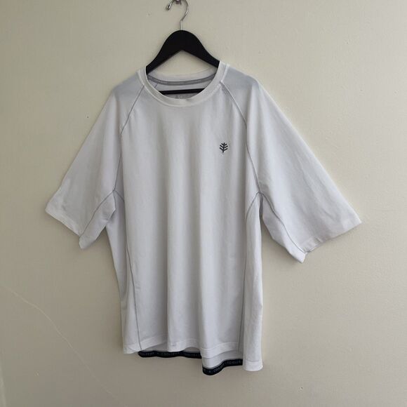 COOLIBAR Coolibar Men's Hightide Short Sleeve Swim Shirt UPF 50+, White- XL - Picture 2 of 10